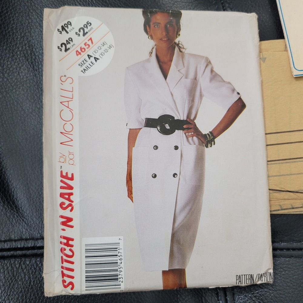 McCalls 4657 Stitch N Save Sewing Pattern Misses Dress Double Breasted 10-14